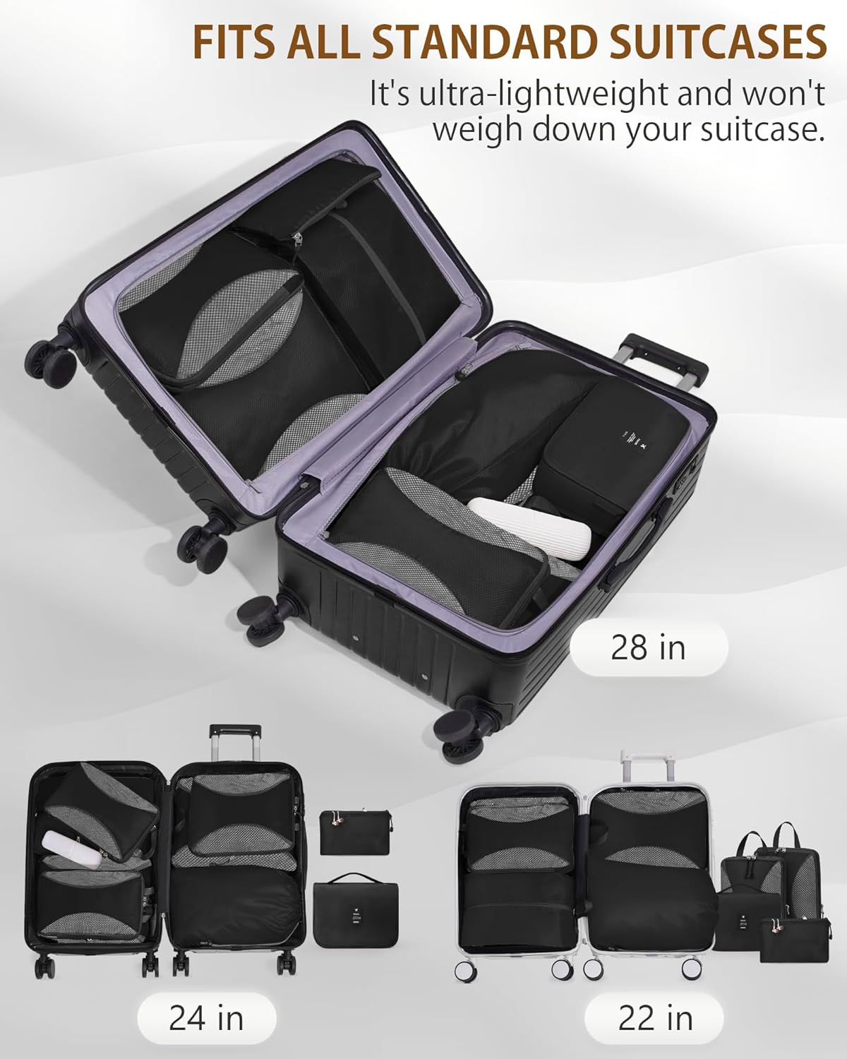 Compression Packing Cubes 10 Sets, Packing Organizers, Extensible Suitcase Organiser Bags, Travel Organizer Cubes for Travel Essentials Beige