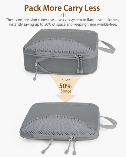 Compression Packing Cubes 10 Sets, Packing Organizers, Extensible Suitcase Organiser Bags, Travel Organizer Cubes for Travel Essentials Beige