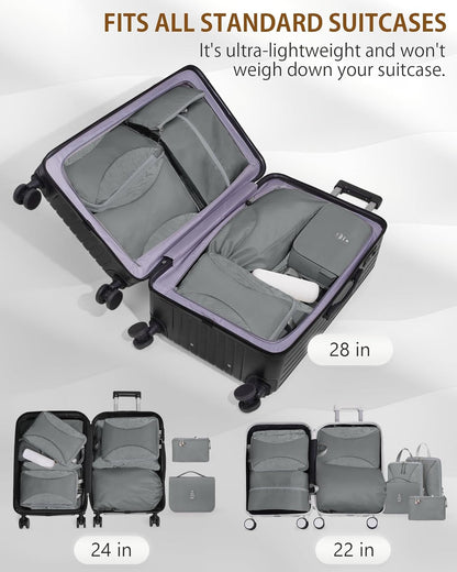 Compression Packing Cubes 10 Sets, Packing Organizers, Extensible Suitcase Organiser Bags, Travel Organizer Cubes for Travel Essentials Beige