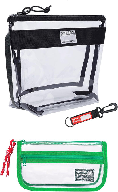 Rough Enough Clear Toiletry Bag TSA Approved Travel Makeup Bags Set