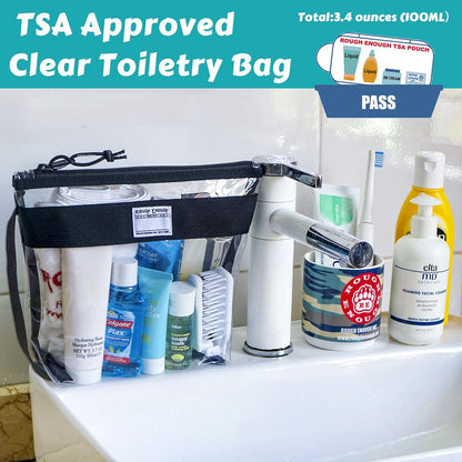 Rough Enough Clear Toiletry Bag TSA Approved Travel Makeup Bags Set
