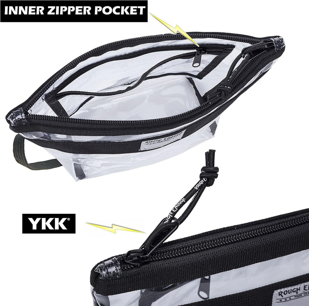 Rough Enough Clear Toiletry Bag TSA Approved Travel Makeup Bags Set