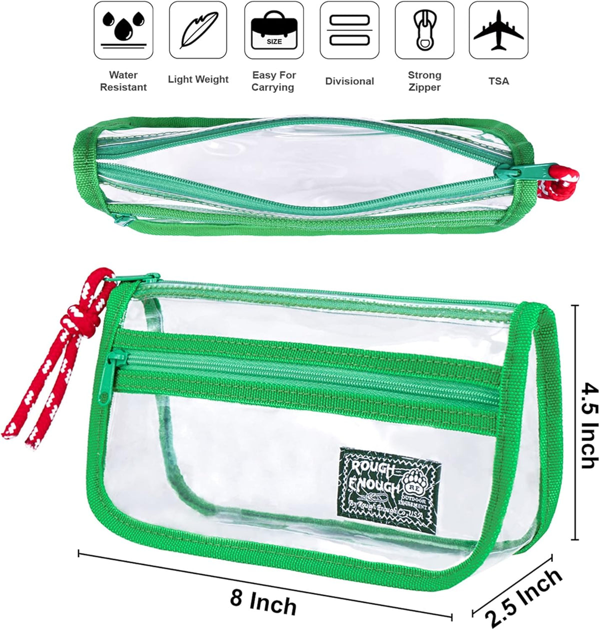 Rough Enough Clear Toiletry Bag TSA Approved Travel Makeup Bags Set
