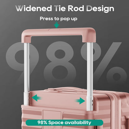 20 Inch Carry on Luggage with Front Pocket, PC Hardshell Carry-on Suitcase with USB Port and Cup Holder, 21.5x14.2x9 Airline Approved, Luggage with Spinner Wheels and TSA Lock(Dark Green)