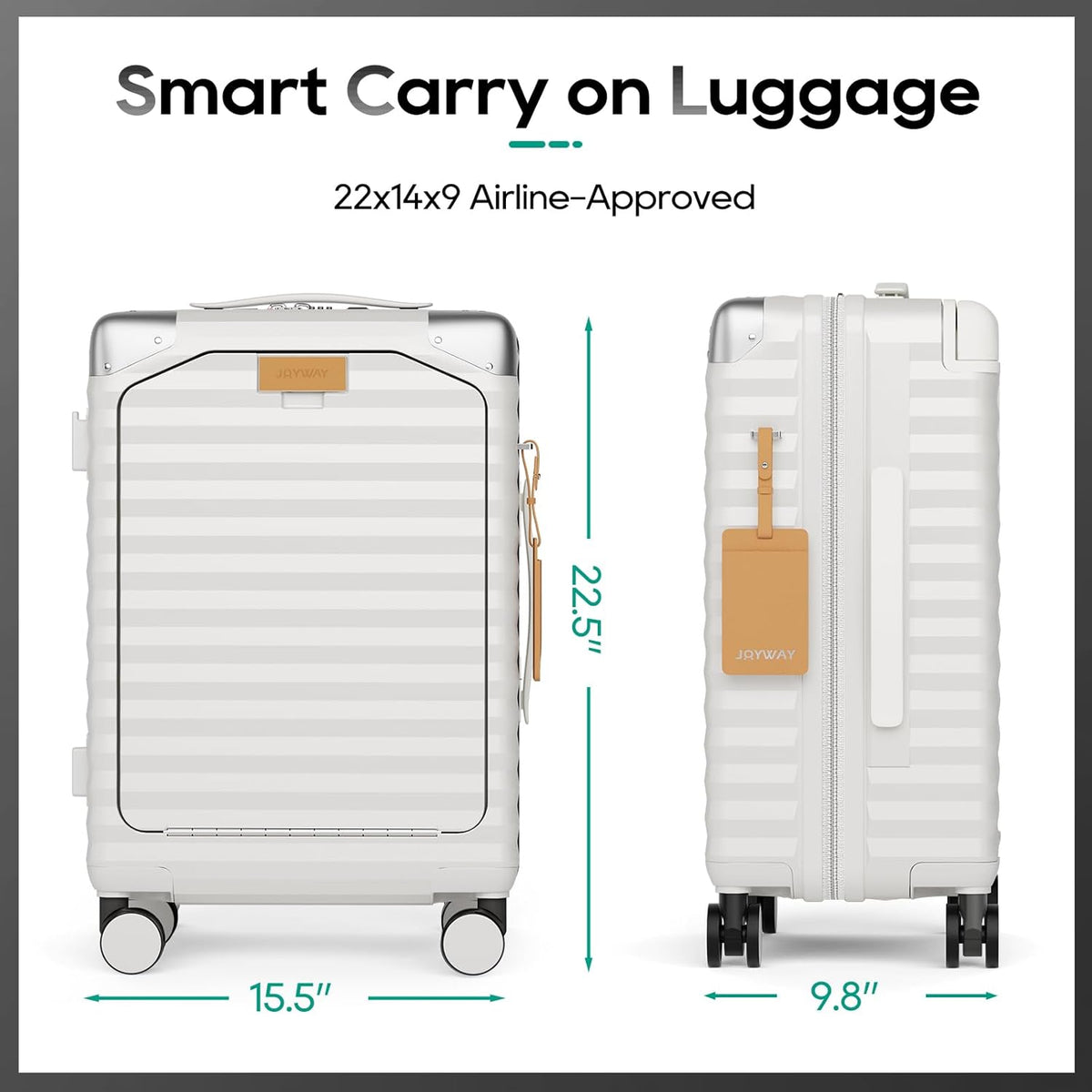 20 Inch Carry on Luggage with Front Pocket, PC Hardshell Carry-on Suitcase with USB Port and Cup Holder, 21.5x14.2x9 Airline Approved, Luggage with Spinner Wheels and TSA Lock(Dark Green)
