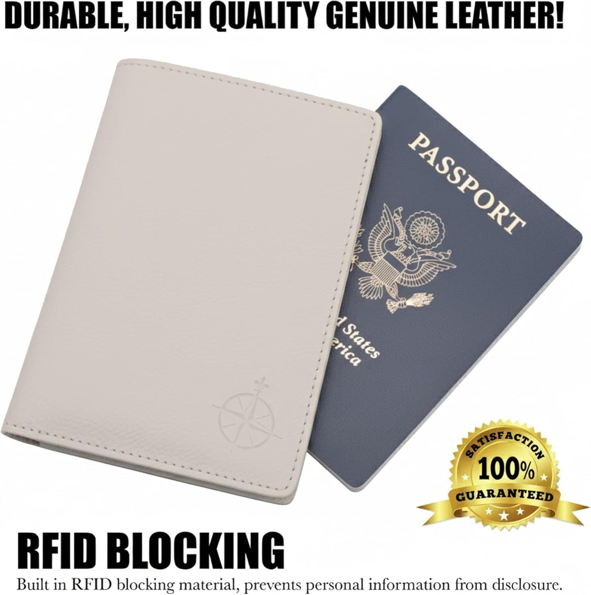 Genuine Leather Passport Wallet - 4.25 x 9 - Large Leather Passport Holder for Travel - Folding Leather Travel Wallet Case with RFID Blocking, Travel Organizer for Men and Women