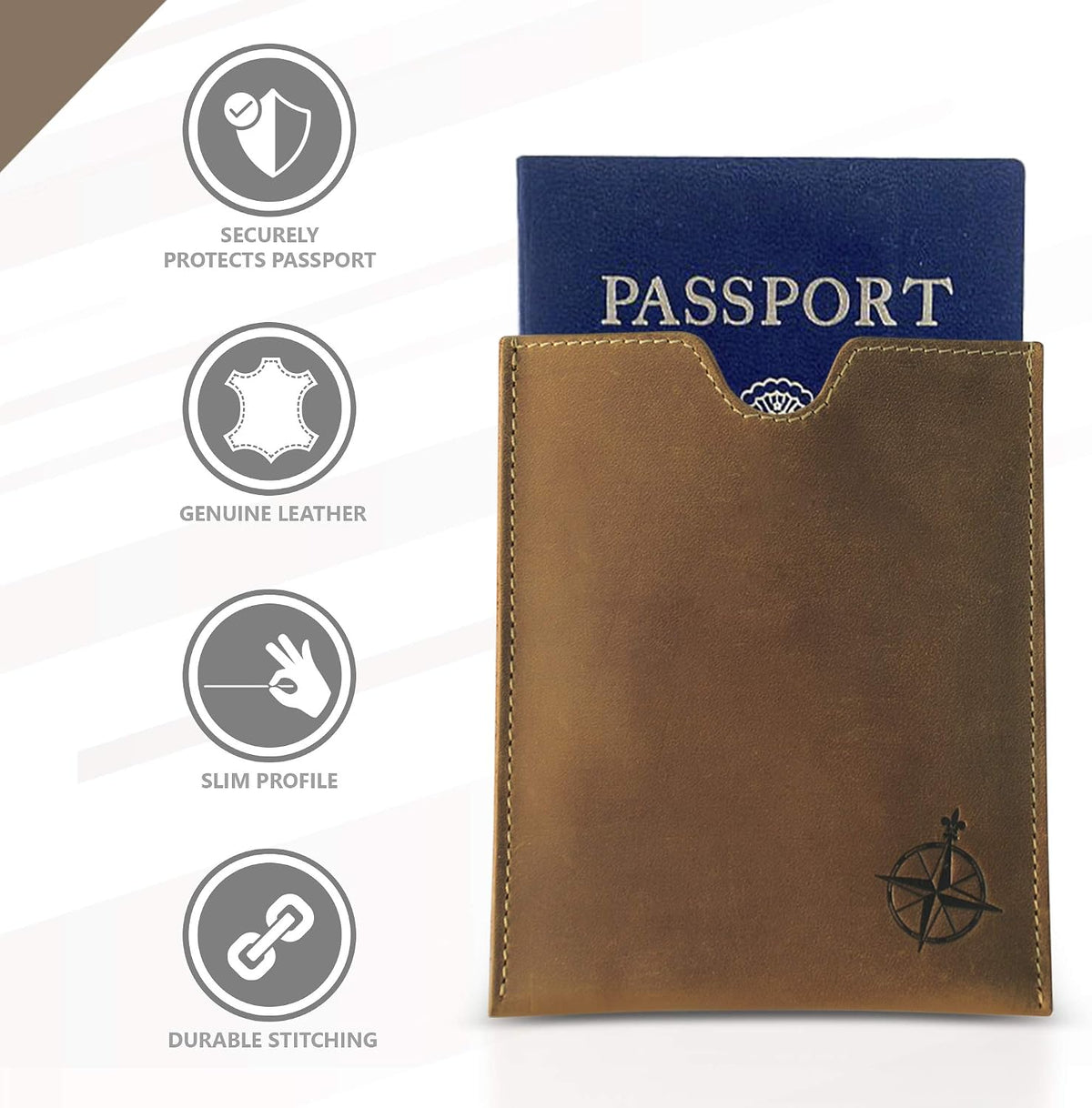 Genuine Leather Passport Wallet - 4.25 x 9 - Large Leather Passport Holder for Travel - Folding Leather Travel Wallet Case with RFID Blocking, Travel Organizer for Men and Women