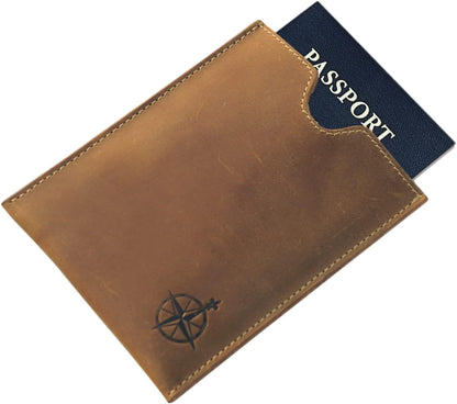Genuine Leather Passport Wallet - 4.25 x 9 - Large Leather Passport Holder for Travel - Folding Leather Travel Wallet Case with RFID Blocking, Travel Organizer for Men and Women