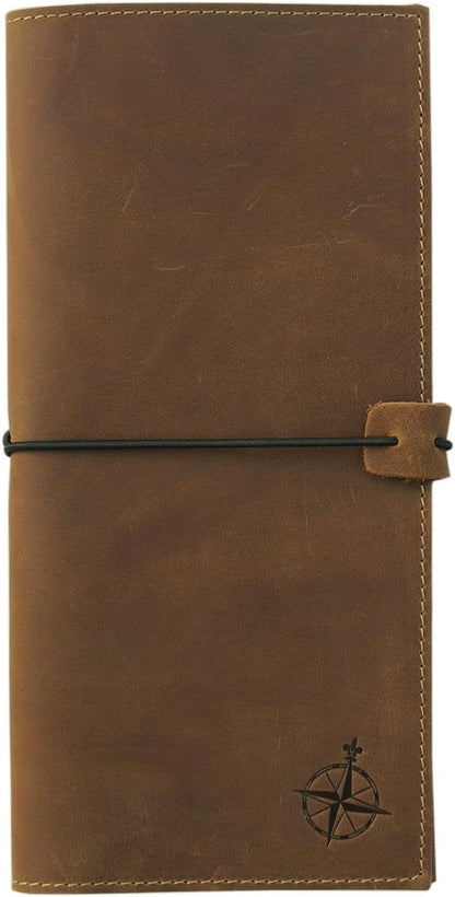 Genuine Leather Passport Wallet - 4.25 x 9 - Large Leather Passport Holder for Travel - Folding Leather Travel Wallet Case with RFID Blocking, Travel Organizer for Men and Women