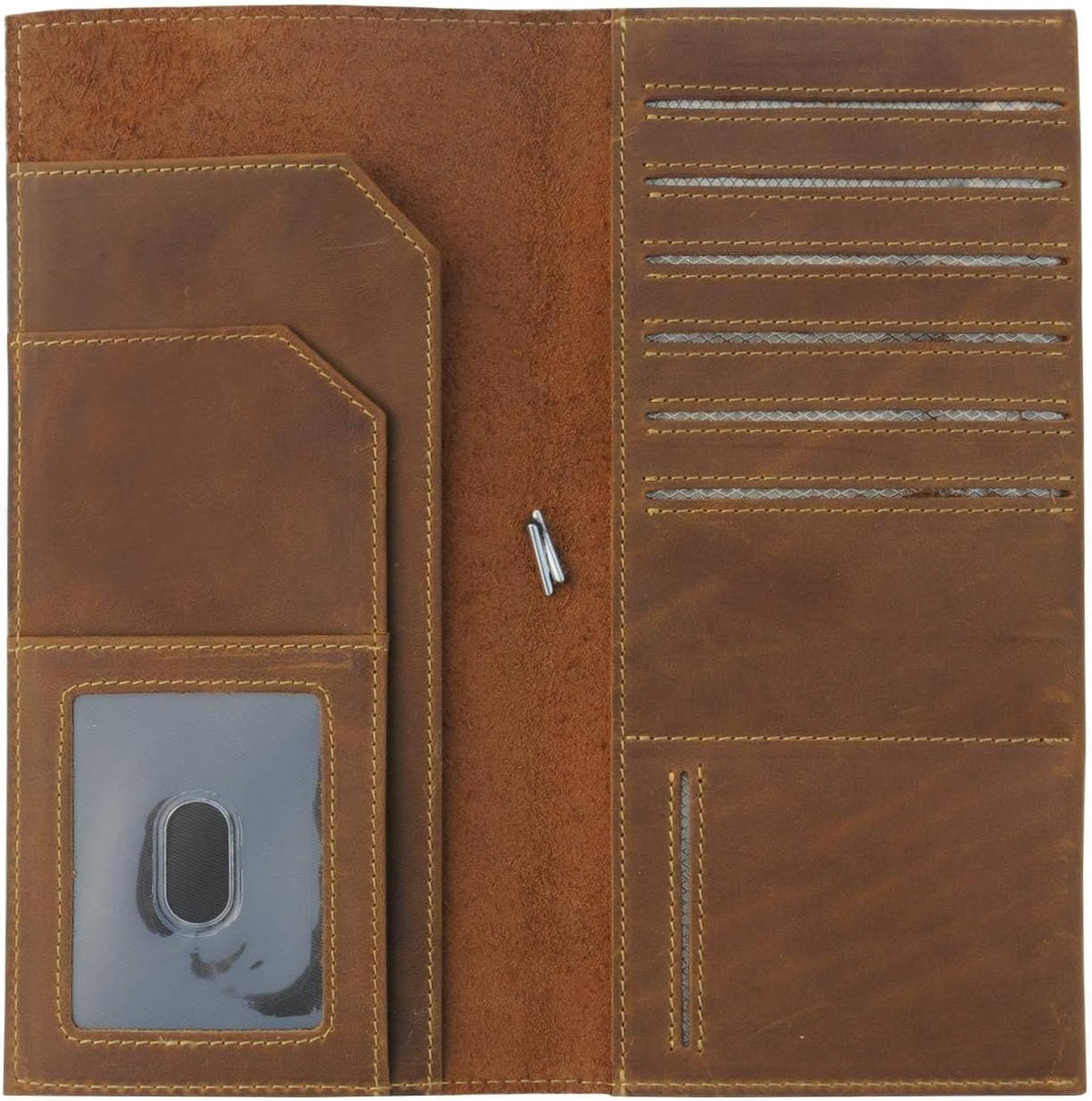 Genuine Leather Passport Wallet - 4.25 x 9 - Large Leather Passport Holder for Travel - Folding Leather Travel Wallet Case with RFID Blocking, Travel Organizer for Men and Women