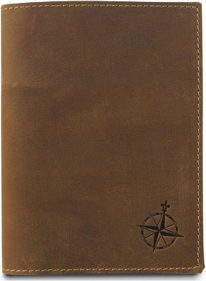 Genuine Leather Passport Wallet - 4.25 x 9 - Large Leather Passport Holder for Travel - Folding Leather Travel Wallet Case with RFID Blocking, Travel Organizer for Men and Women