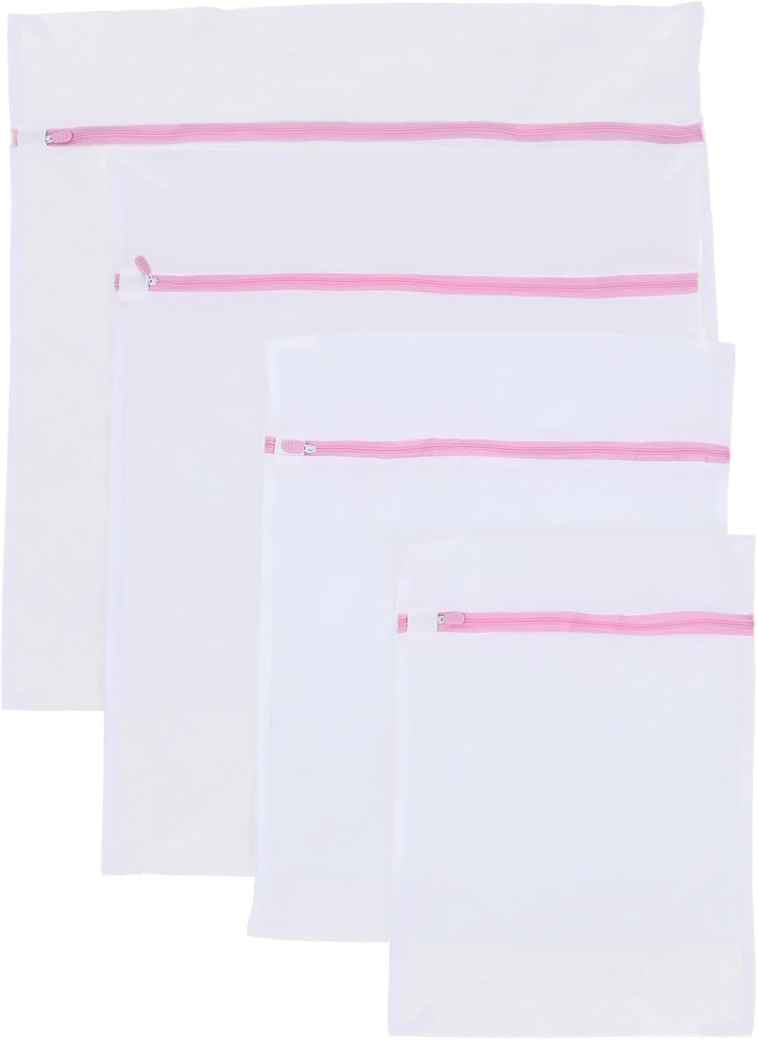 4pcs Fine Mesh Laundry Bags for Washing Delicate Underwear and Bras, Reusable Garment Washing Bags with Zipper, Protective Laundry Organizer for Travel and Machine Wash