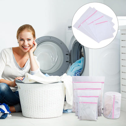4pcs Fine Mesh Laundry Bags for Washing Delicate Underwear and Bras, Reusable Garment Washing Bags with Zipper, Protective Laundry Organizer for Travel and Machine Wash