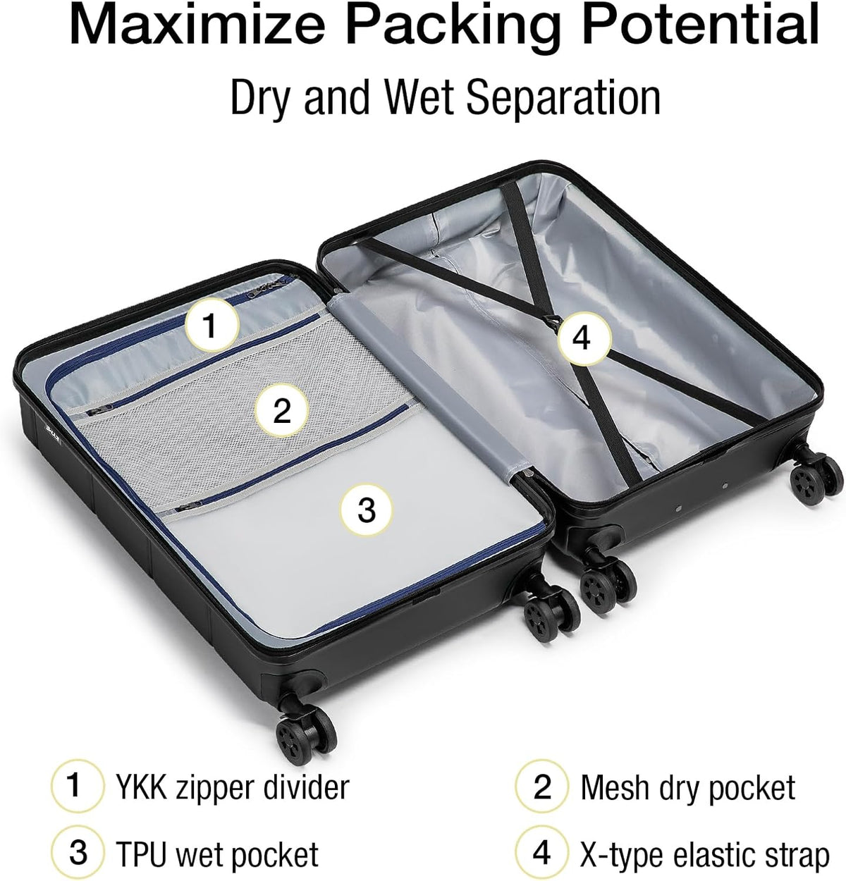 Carry On Luggage 22x14x9 Airline Approved Hardshell Carry On Suitcases with Wheels Travel Rolling 20 Inch Luggage with Cup Holder for Men Women,Carry-on Green