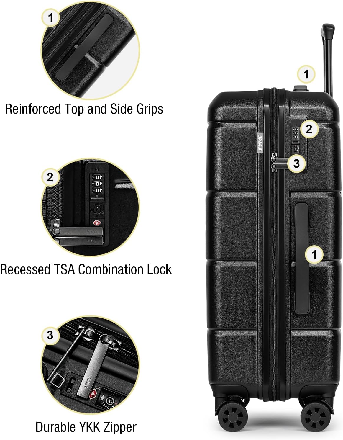 Carry On Luggage 22x14x9 Airline Approved Hardshell Carry On Suitcases with Wheels Travel Rolling 20 Inch Luggage with Cup Holder for Men Women,Carry-on Green