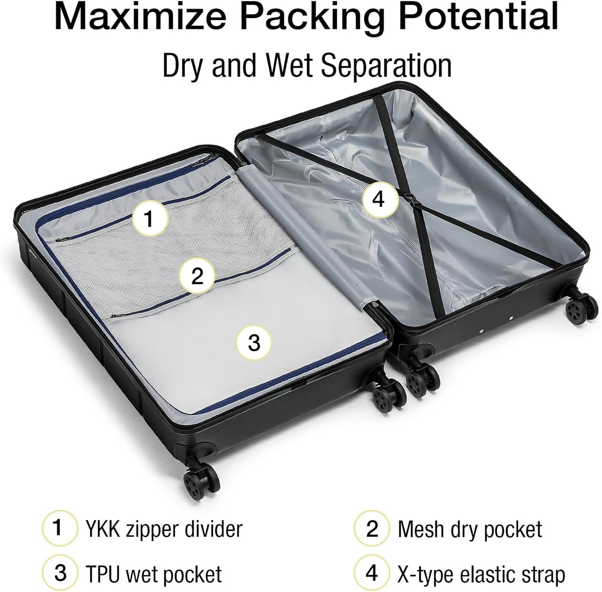 Carry On Luggage 22x14x9 Airline Approved Hardshell Carry On Suitcases with Wheels Travel Rolling 20 Inch Luggage with Cup Holder for Men Women,Carry-on Green
