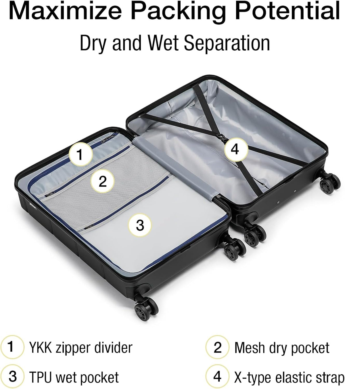 Carry On Luggage 22x14x9 Airline Approved Hardshell Carry On Suitcases with Wheels Travel Rolling 20 Inch Luggage with Cup Holder for Men Women,Carry-on Green