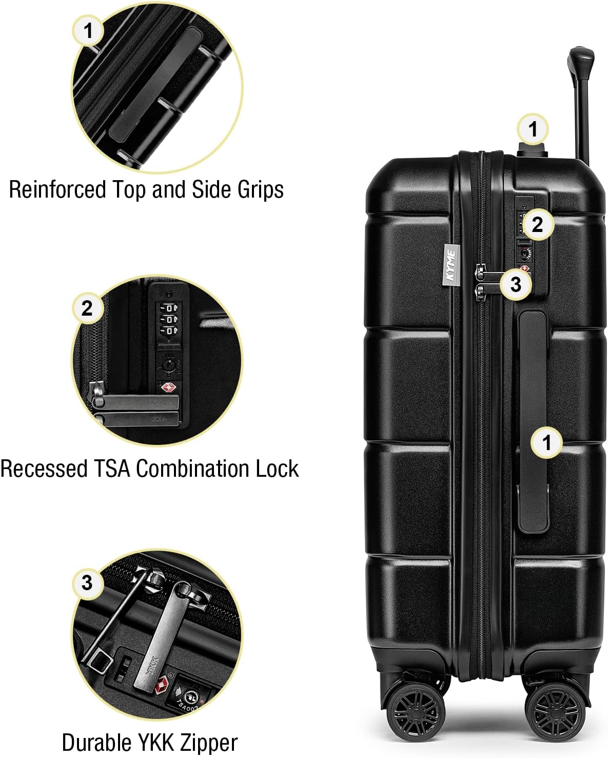 Carry On Luggage 22x14x9 Airline Approved Hardshell Carry On Suitcases with Wheels Travel Rolling 20 Inch Luggage with Cup Holder for Men Women,Carry-on Green