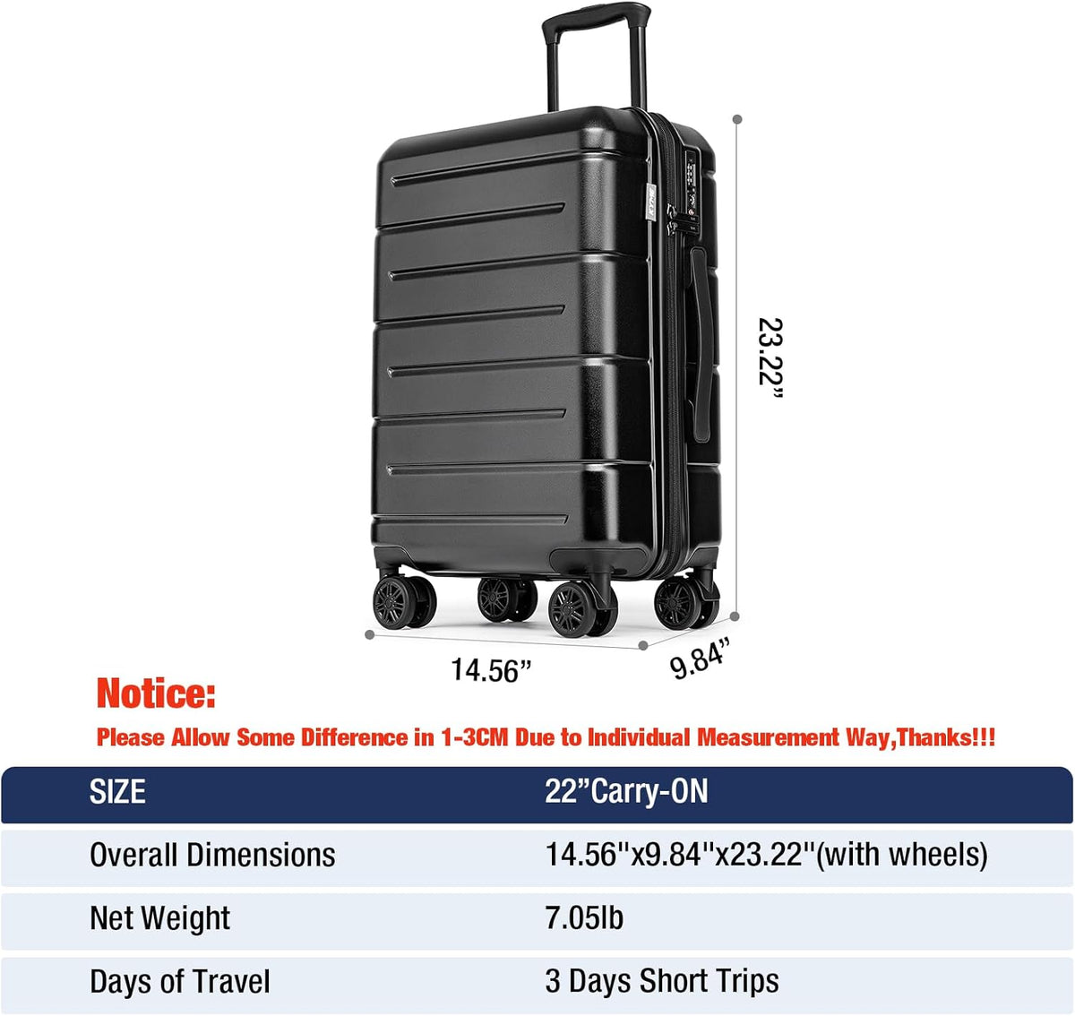 Carry On Luggage 22x14x9 Airline Approved Hardshell Carry On Suitcases with Wheels Travel Rolling 20 Inch Luggage with Cup Holder for Men Women,Carry-on Green