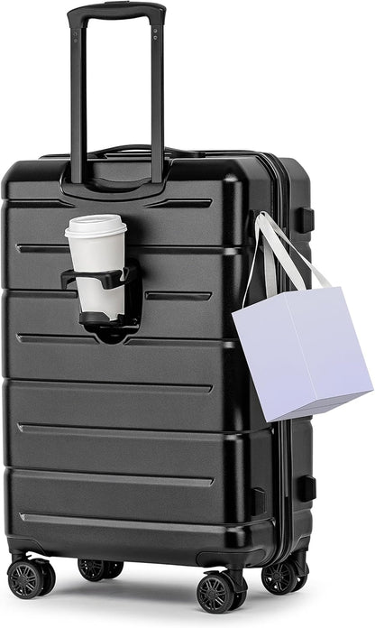 Carry On Luggage 22x14x9 Airline Approved Hardshell Carry On Suitcases with Wheels Travel Rolling 20 Inch Luggage with Cup Holder for Men Women,Carry-on Green