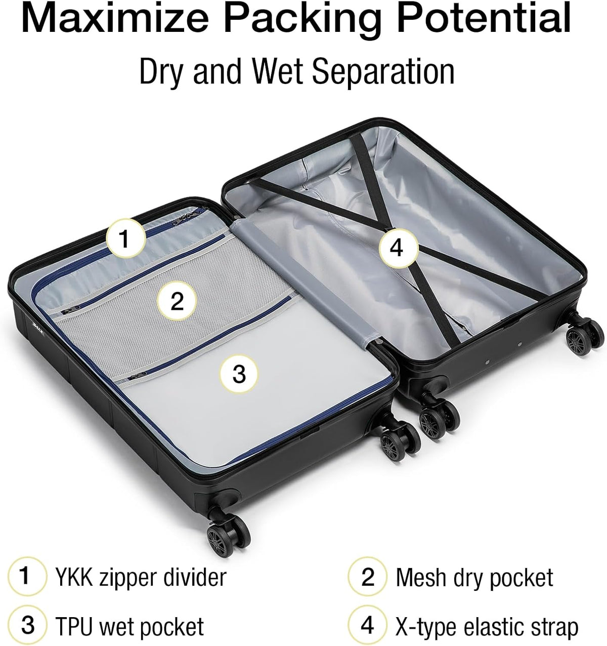 Carry On Luggage 22x14x9 Airline Approved Hardshell Carry On Suitcases with Wheels Travel Rolling 20 Inch Luggage with Cup Holder for Men Women,Carry-on Green