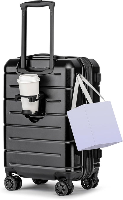 Carry On Luggage 22x14x9 Airline Approved Hardshell Carry On Suitcases with Wheels Travel Rolling 20 Inch Luggage with Cup Holder for Men Women,Carry-on Green