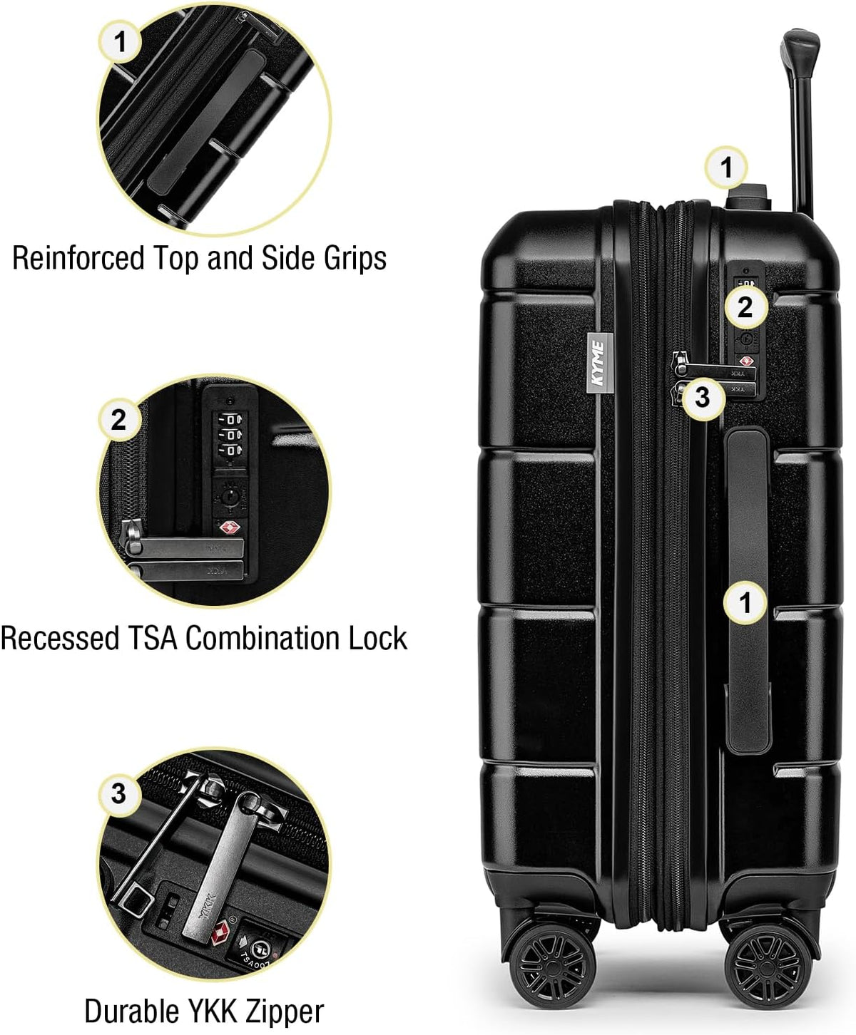 Carry On Luggage 22x14x9 Airline Approved Hardshell Carry On Suitcases with Wheels Travel Rolling 20 Inch Luggage with Cup Holder for Men Women,Carry-on Green