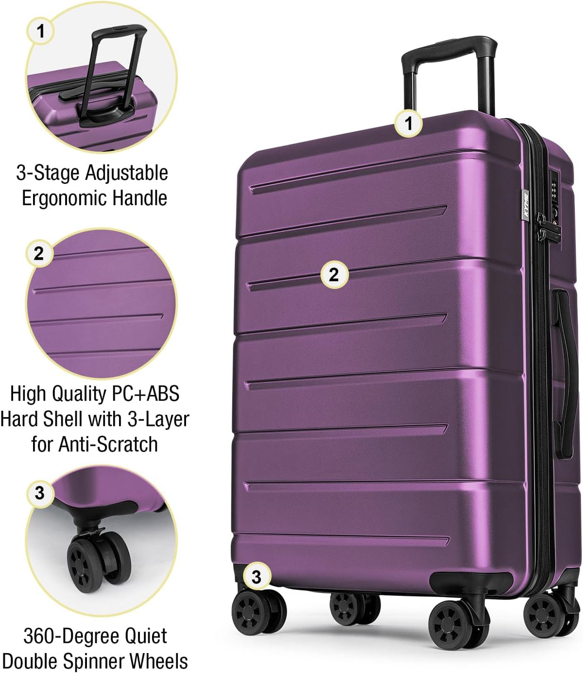 Carry On Luggage 22x14x9 Airline Approved Hardshell Carry On Suitcases with Wheels Travel Rolling 20 Inch Luggage with Cup Holder for Men Women,Carry-on Green