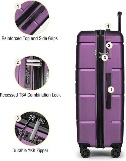 Carry On Luggage 22x14x9 Airline Approved Hardshell Carry On Suitcases with Wheels Travel Rolling 20 Inch Luggage with Cup Holder for Men Women,Carry-on Green