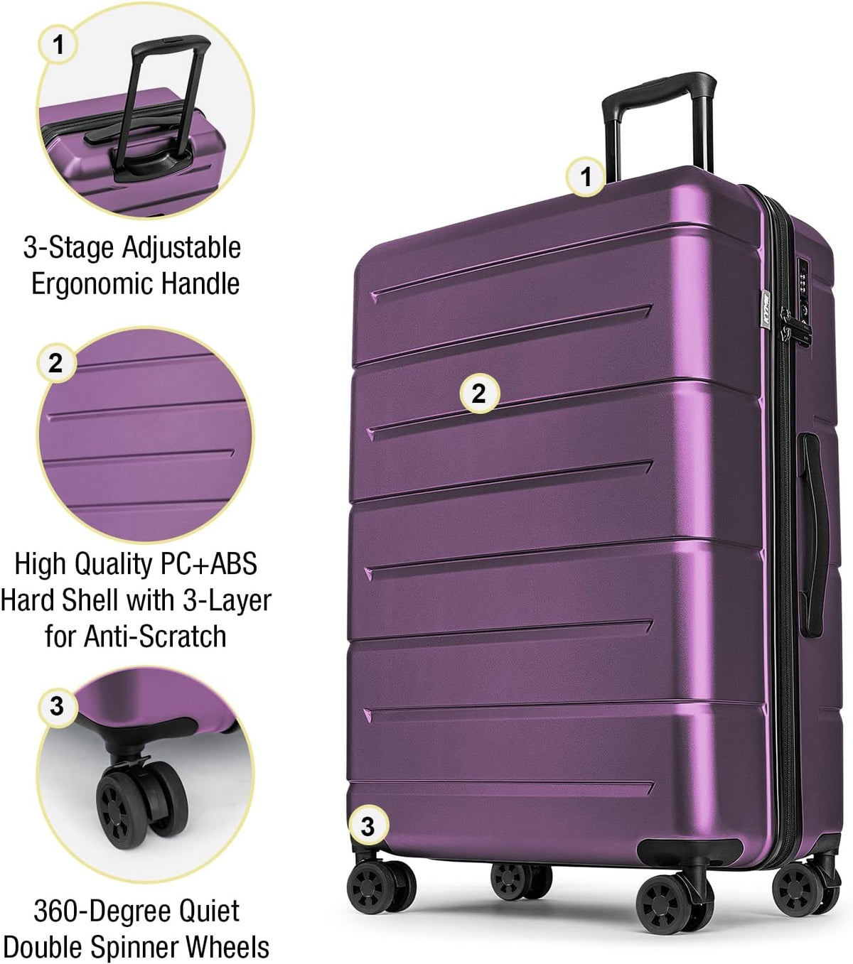 Carry On Luggage 22x14x9 Airline Approved Hardshell Carry On Suitcases with Wheels Travel Rolling 20 Inch Luggage with Cup Holder for Men Women,Carry-on Green