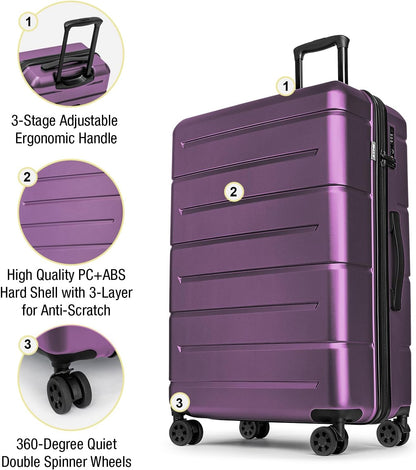 Carry On Luggage 22x14x9 Airline Approved Hardshell Carry On Suitcases with Wheels Travel Rolling 20 Inch Luggage with Cup Holder for Men Women,Carry-on Green