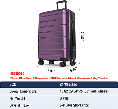 Carry On Luggage 22x14x9 Airline Approved Hardshell Carry On Suitcases with Wheels Travel Rolling 20 Inch Luggage with Cup Holder for Men Women,Carry-on Green