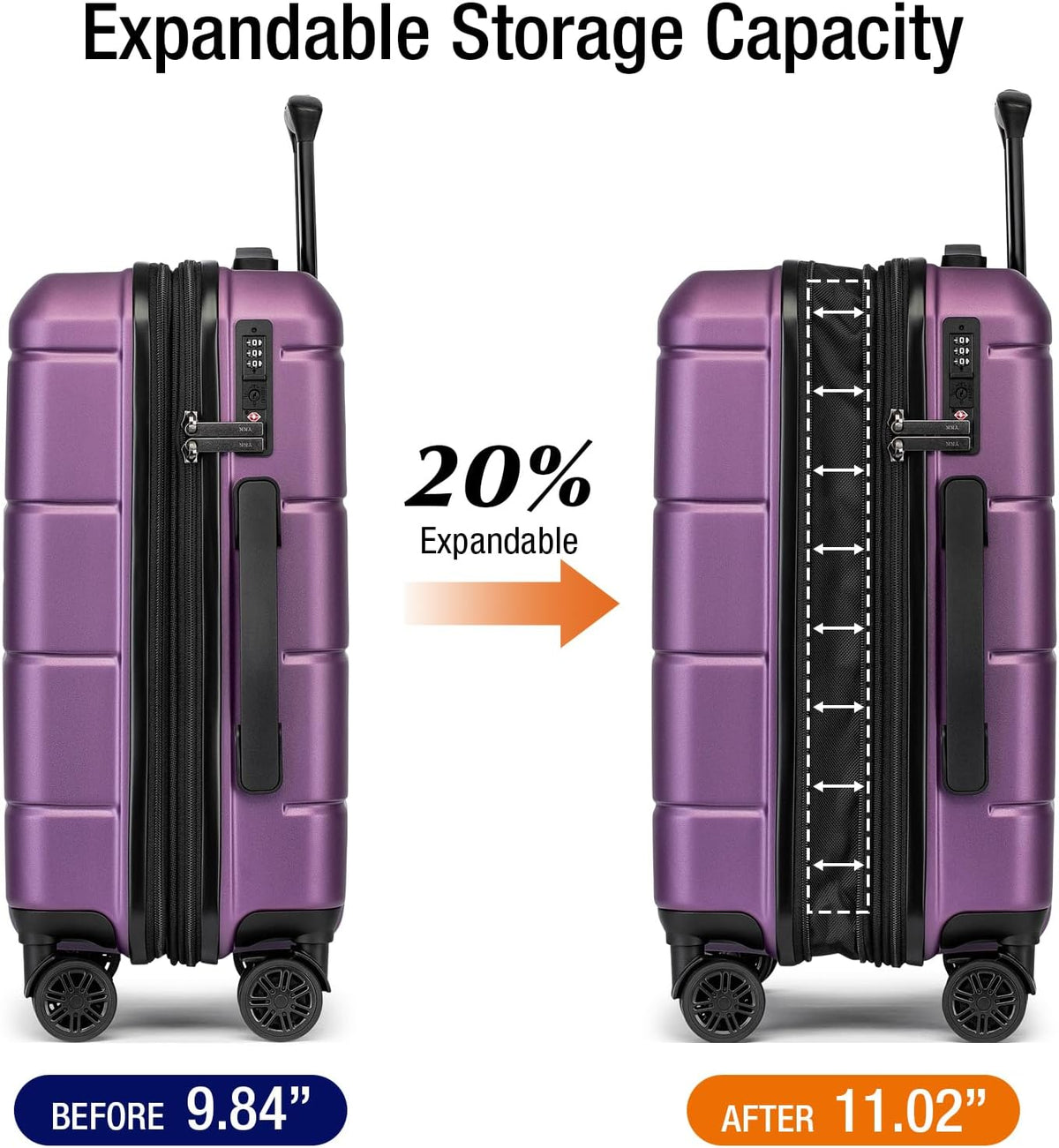Carry On Luggage 22x14x9 Airline Approved Hardshell Carry On Suitcases with Wheels Travel Rolling 20 Inch Luggage with Cup Holder for Men Women,Carry-on Green