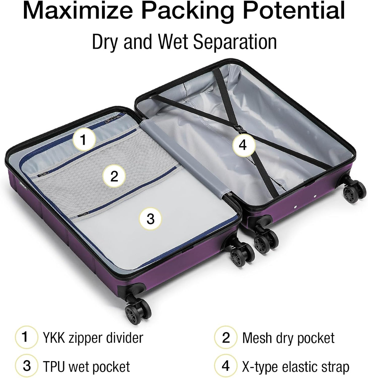 Carry On Luggage 22x14x9 Airline Approved Hardshell Carry On Suitcases with Wheels Travel Rolling 20 Inch Luggage with Cup Holder for Men Women,Carry-on Green