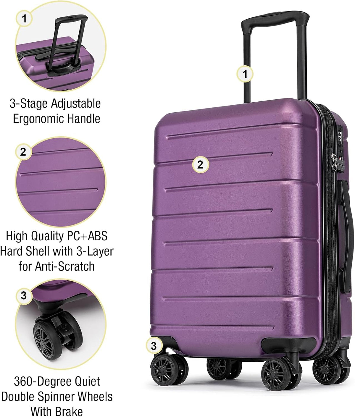 Carry On Luggage 22x14x9 Airline Approved Hardshell Carry On Suitcases with Wheels Travel Rolling 20 Inch Luggage with Cup Holder for Men Women,Carry-on Green