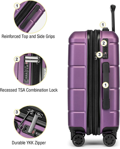 Carry On Luggage 22x14x9 Airline Approved Hardshell Carry On Suitcases with Wheels Travel Rolling 20 Inch Luggage with Cup Holder for Men Women,Carry-on Green