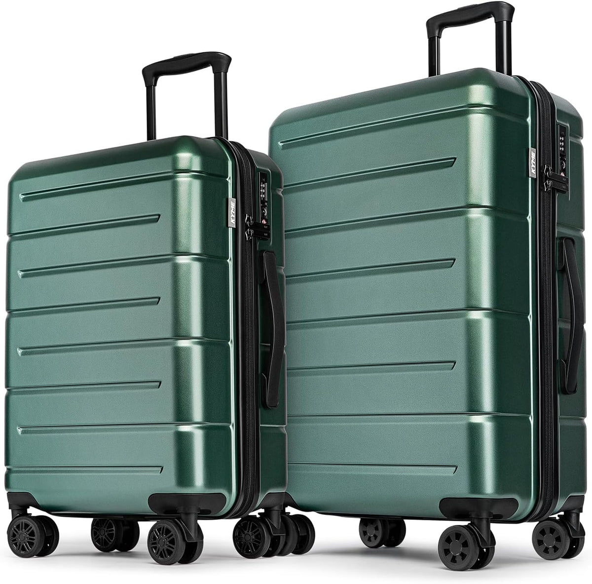 Carry On Luggage 22x14x9 Airline Approved Hardshell Carry On Suitcases with Wheels Travel Rolling 20 Inch Luggage with Cup Holder for Men Women,Carry-on Green