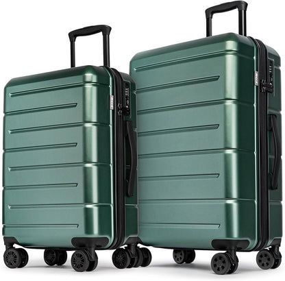 Carry On Luggage 22x14x9 Airline Approved Hardshell Carry On Suitcases with Wheels Travel Rolling 20 Inch Luggage with Cup Holder for Men Women,Carry-on Green