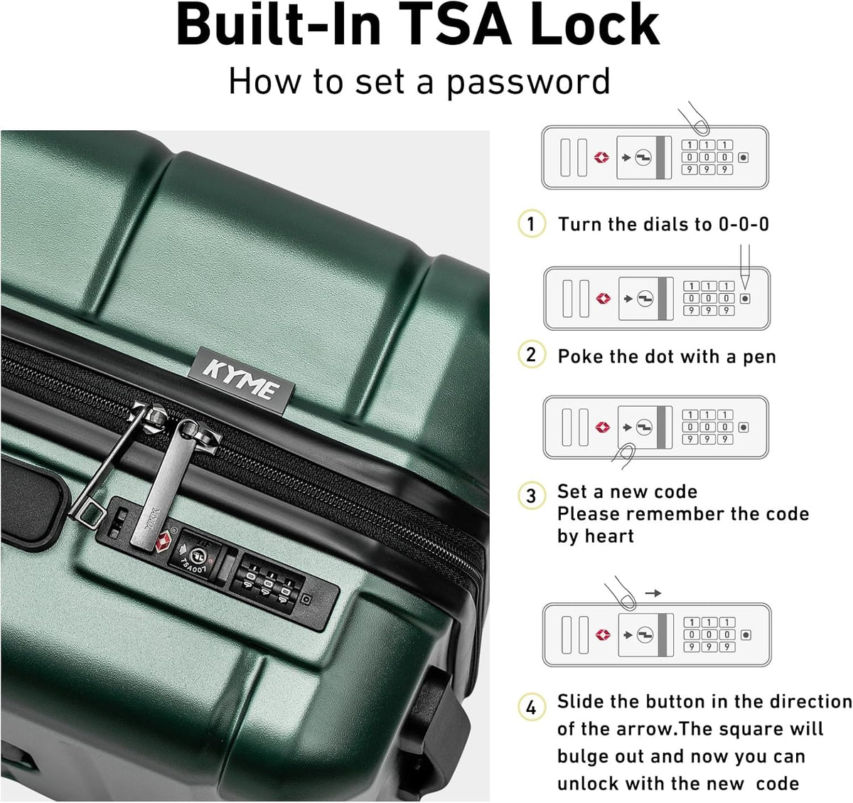 Carry On Luggage 22x14x9 Airline Approved Hardshell Carry On Suitcases with Wheels Travel Rolling 20 Inch Luggage with Cup Holder for Men Women,Carry-on Green