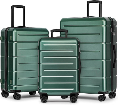 Carry On Luggage 22x14x9 Airline Approved Hardshell Carry On Suitcases with Wheels Travel Rolling 20 Inch Luggage with Cup Holder for Men Women,Carry-on Green