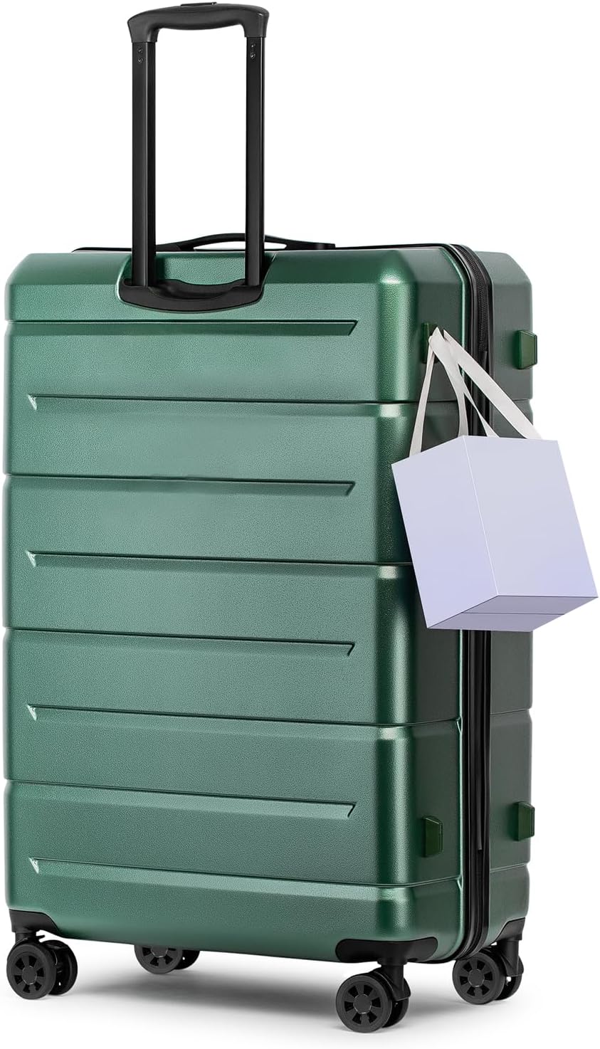Carry On Luggage 22x14x9 Airline Approved Hardshell Carry On Suitcases with Wheels Travel Rolling 20 Inch Luggage with Cup Holder for Men Women,Carry-on Green