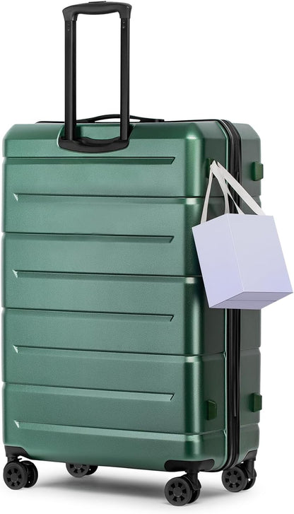 Carry On Luggage 22x14x9 Airline Approved Hardshell Carry On Suitcases with Wheels Travel Rolling 20 Inch Luggage with Cup Holder for Men Women,Carry-on Green