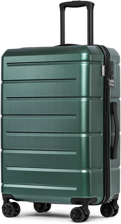 Carry On Luggage 22x14x9 Airline Approved Hardshell Carry On Suitcases with Wheels Travel Rolling 20 Inch Luggage with Cup Holder for Men Women,Carry-on Green