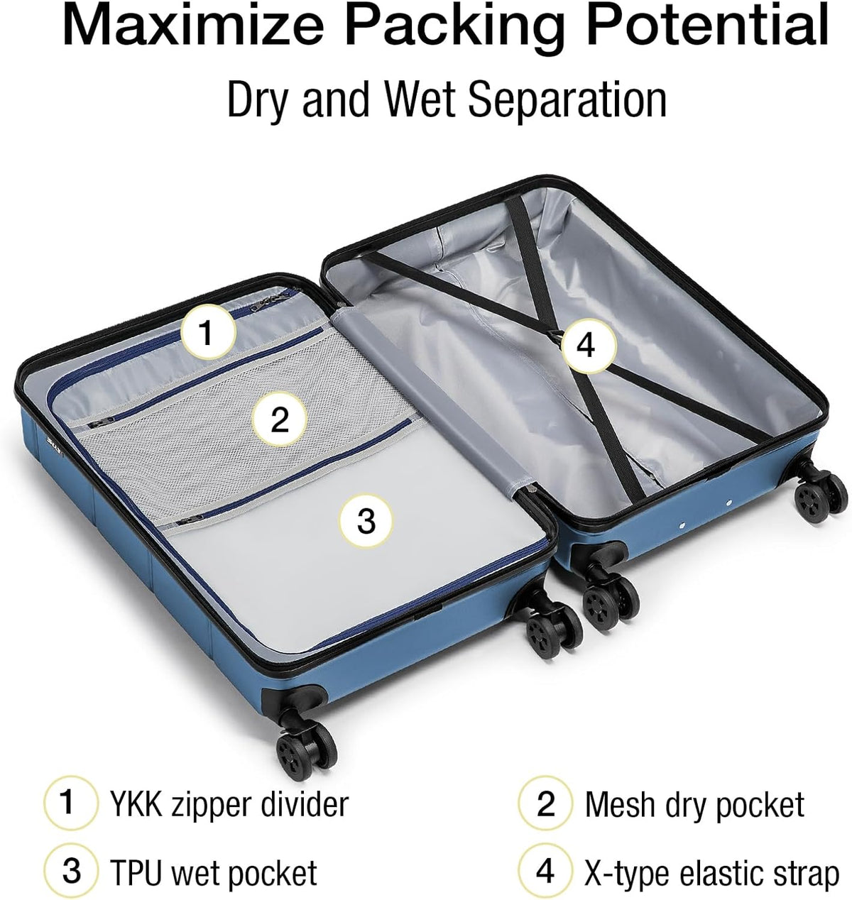 Carry On Luggage 22x14x9 Airline Approved Hardshell Carry On Suitcases with Wheels Travel Rolling 20 Inch Luggage with Cup Holder for Men Women,Carry-on Green