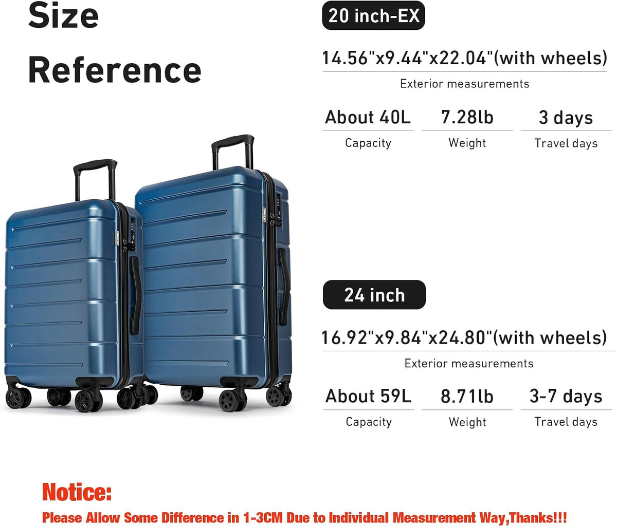 Carry On Luggage 22x14x9 Airline Approved Hardshell Carry On Suitcases with Wheels Travel Rolling 20 Inch Luggage with Cup Holder for Men Women,Carry-on Green