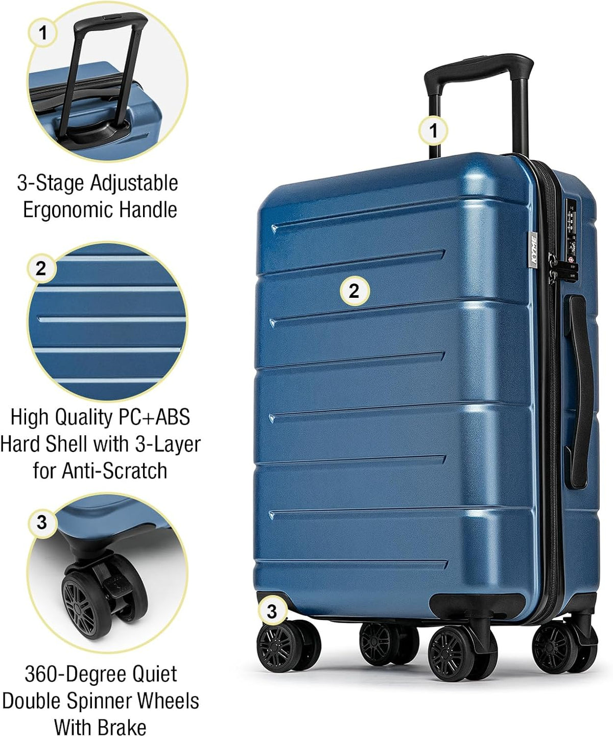 Carry On Luggage 22x14x9 Airline Approved Hardshell Carry On Suitcases with Wheels Travel Rolling 20 Inch Luggage with Cup Holder for Men Women,Carry-on Green