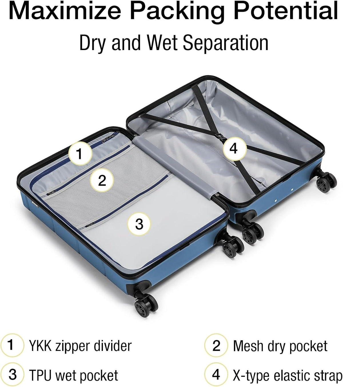 Carry On Luggage 22x14x9 Airline Approved Hardshell Carry On Suitcases with Wheels Travel Rolling 20 Inch Luggage with Cup Holder for Men Women,Carry-on Green