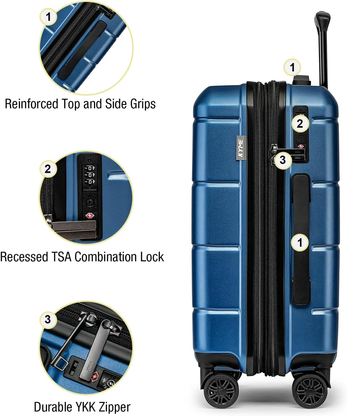Carry On Luggage 22x14x9 Airline Approved Hardshell Carry On Suitcases with Wheels Travel Rolling 20 Inch Luggage with Cup Holder for Men Women,Carry-on Green