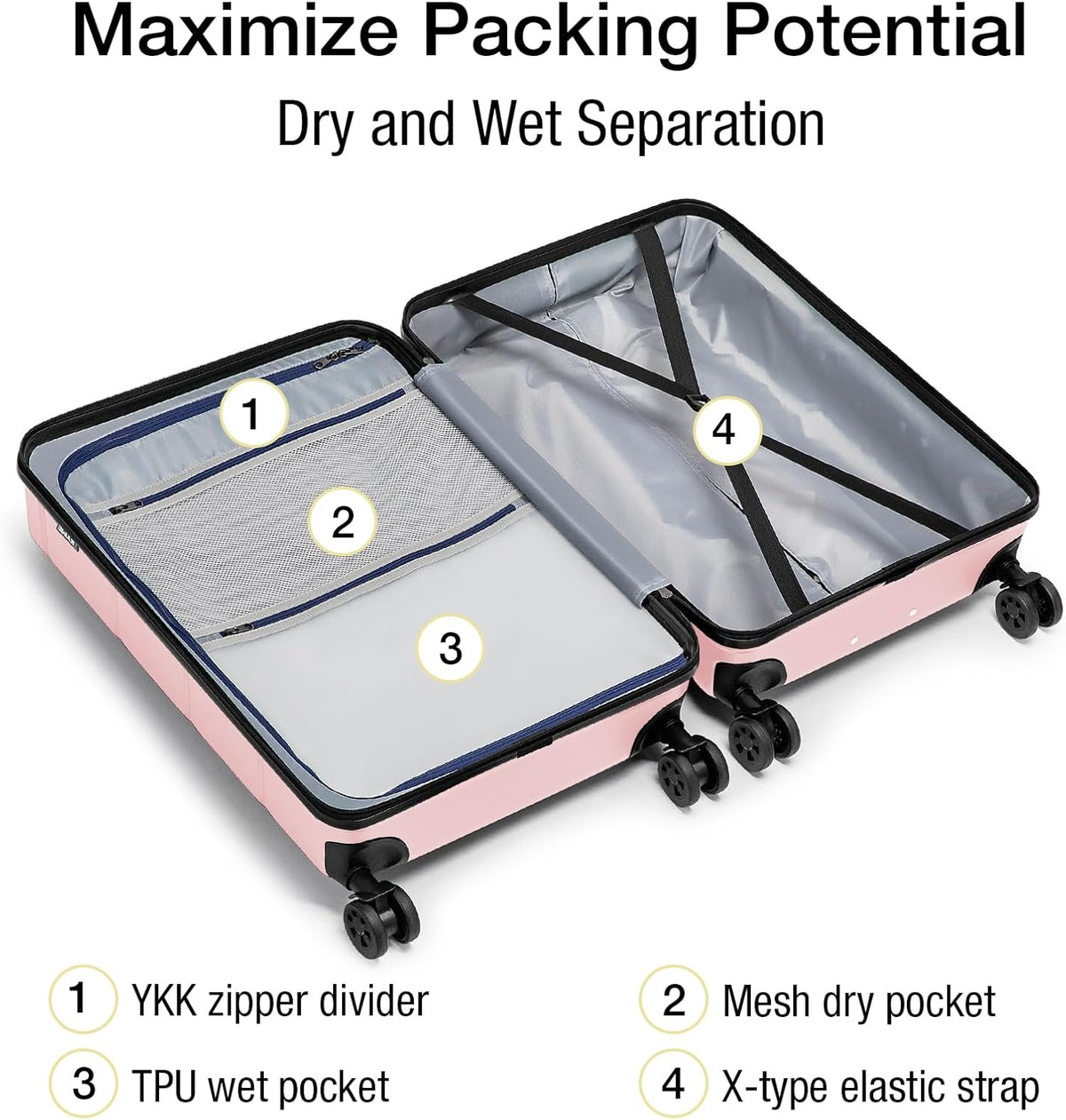 Carry On Luggage 22x14x9 Airline Approved Hardshell Carry On Suitcases with Wheels Travel Rolling 20 Inch Luggage with Cup Holder for Men Women,Carry-on Green
