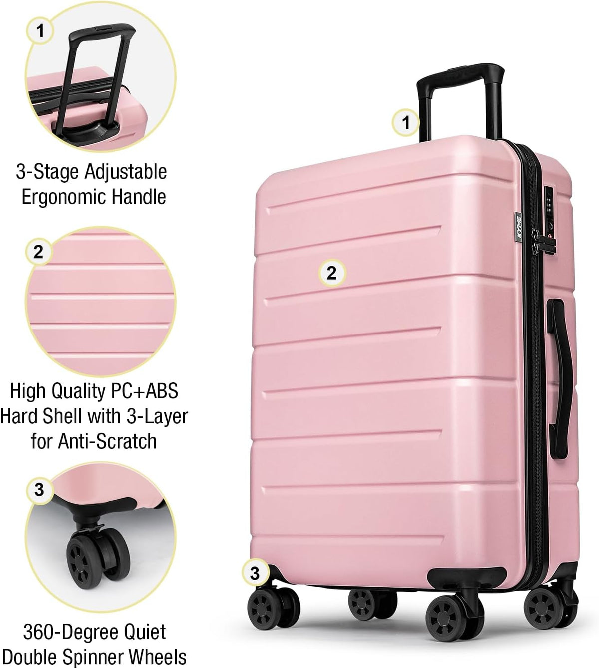 Carry On Luggage 22x14x9 Airline Approved Hardshell Carry On Suitcases with Wheels Travel Rolling 20 Inch Luggage with Cup Holder for Men Women,Carry-on Green